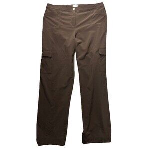 Chicos Zenergy Womens Brown Cargo Pants Sz 12 High Rise Travel Utility Casual